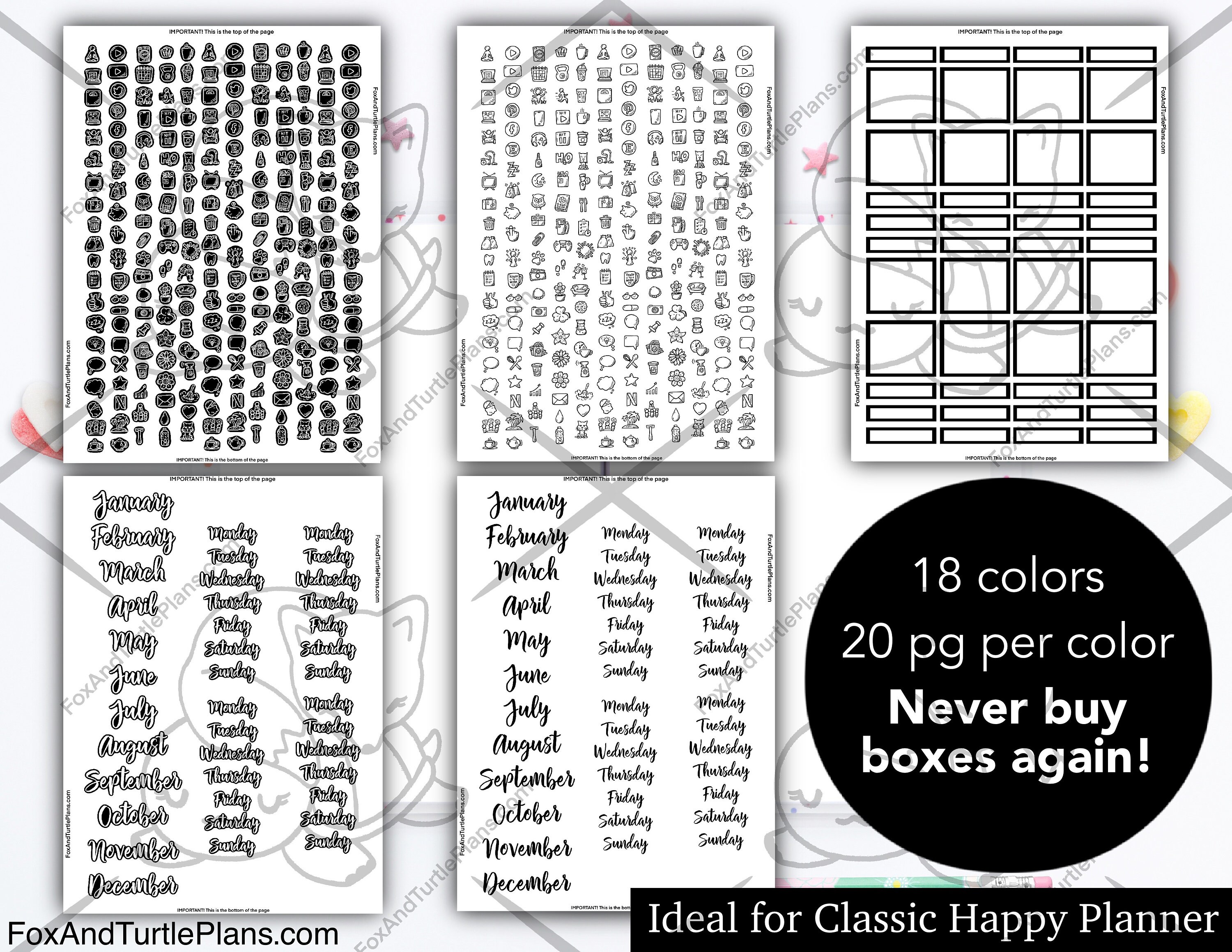 Printable Happy Planner Stickers Classic Planner Essentials Box Bundle ...