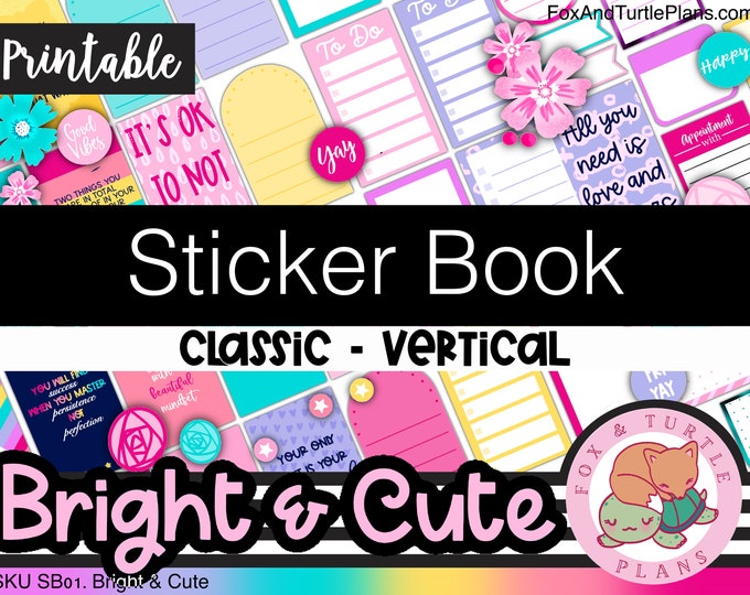 Printable Happy Planner Stickers Classic Sticker Book Bright and Cute ...