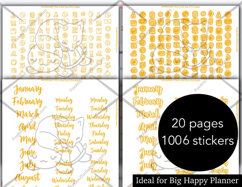 Printable Happy Planner Stickers Big Planner Essentials Orange Boxes ...