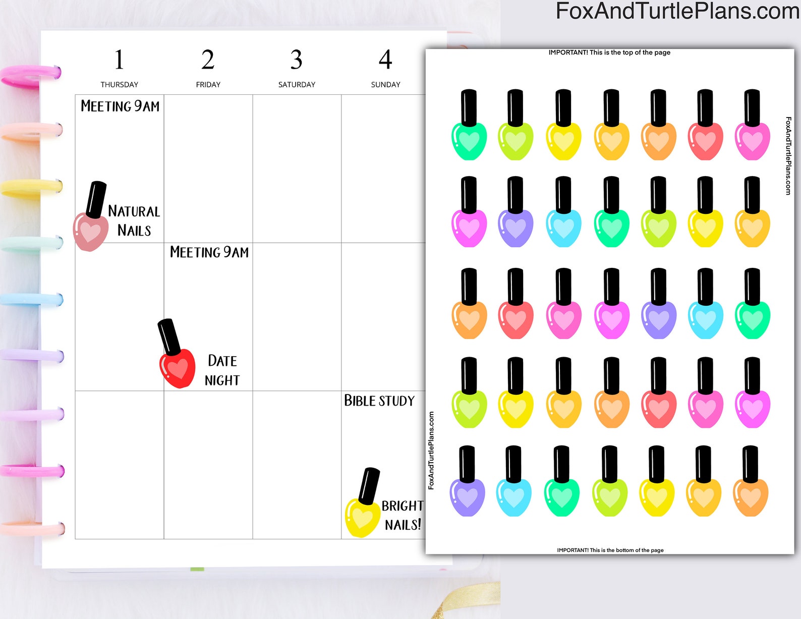 Printable Happy Planner Stickers Icons Nail Polish Cut Files PNG PDF - Etsy
