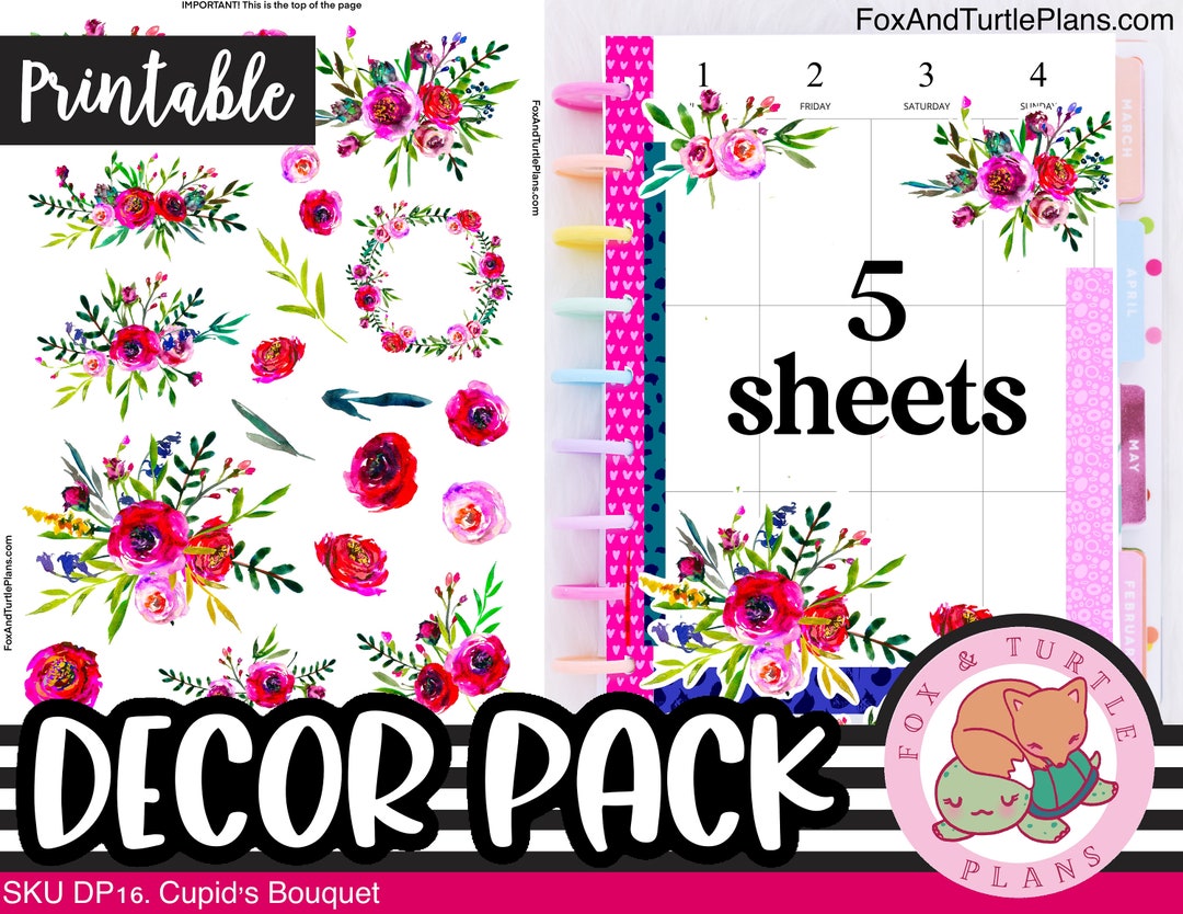 Printable Happy Planner Stickers Classic Decor Kit Cupid's Bouquet ...