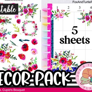 Printable Happy Planner Stickers Classic Decor Kit Cupid's Bouquet ...