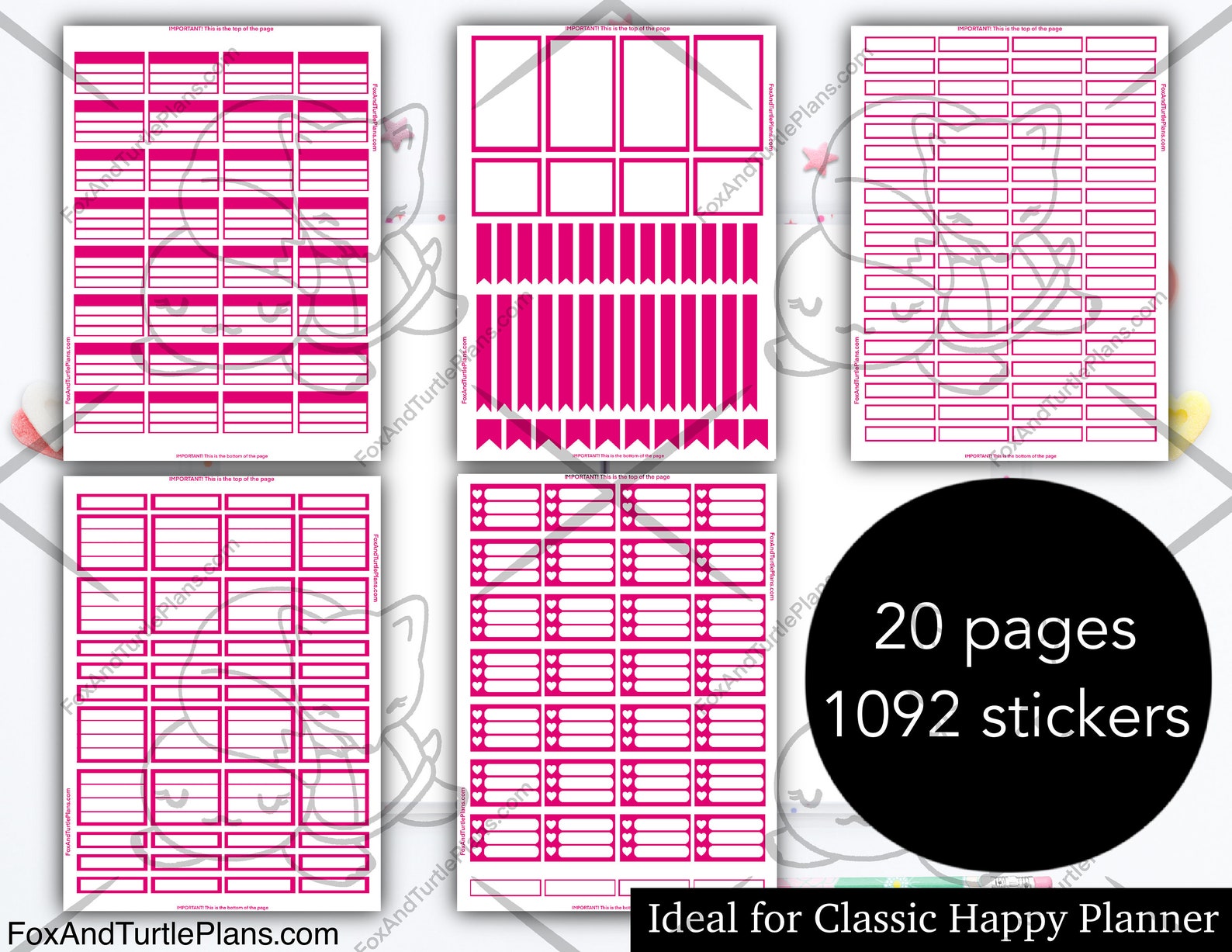 Printable Happy Planner Stickers Classic Planner Essentials Hot Pink
