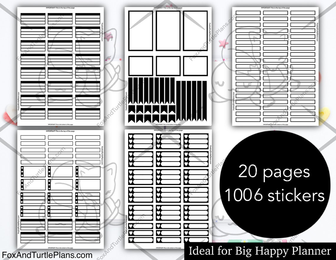 Printable Happy Planner Stickers Big Planner Essentials Black Boxes Cut ...