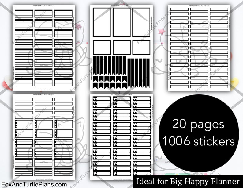 Printable Happy Planner Stickers Big Planner Essentials Black Boxes Cut ...