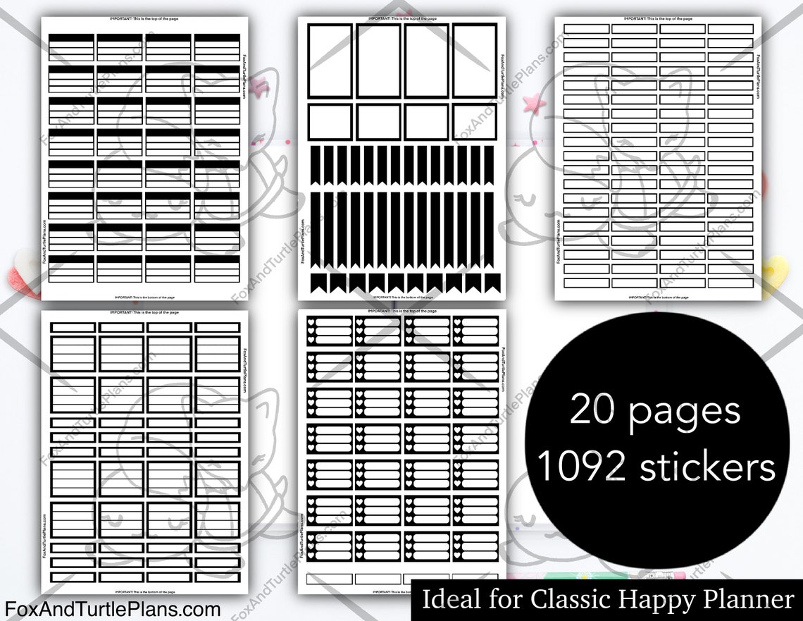 Printable Happy Planner Stickers Classic Planner Essentials Black Boxes ...