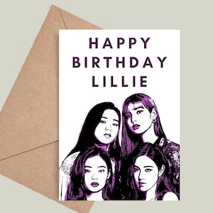 Carte d'anniversaire personnalisée Blackpink ! Jennie, Lisa, Jisoo, Rose, clignote ! Plusieurs couleurs disponibles !