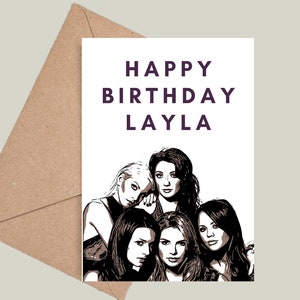 Personalised Girls Aloud Birthday Card, Happy Birthday! Cheryl, Nadine Coyle, Sarah Harding, Nicola Roberts, Kimberley Walsh.