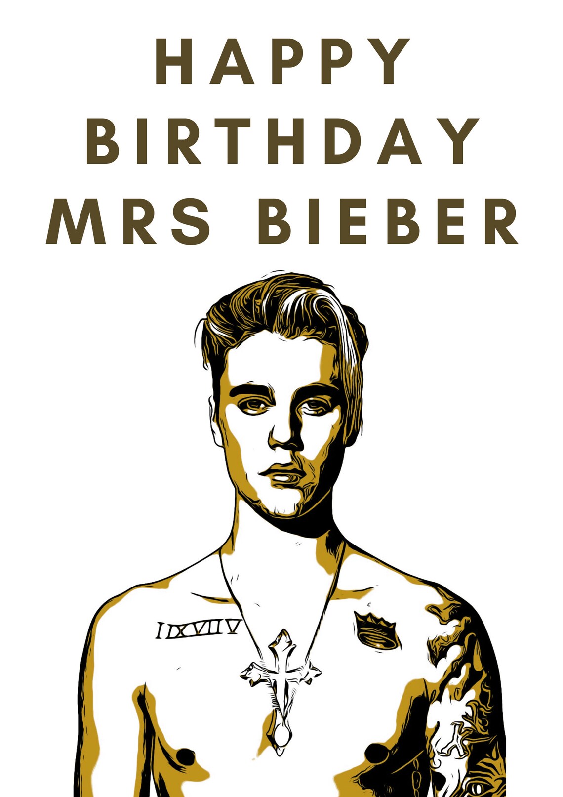 Happy Birthday Mrs Bieber Birthday Card Justin Bieber | Etsy
