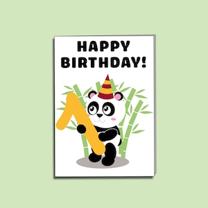 Kinder Druckbare Panda Zahl Geburtstagskarte | Panda Geburtstagskarte | Personalisierte Karte | Druckbare Geburtstagskarte | Panda | Digitale Dateien | PDF