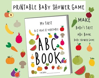 My First ABC Book Baby Shower game | Alphabet fruit & Vegetable | Colouring Book | Baby Shower Game | Instant Download