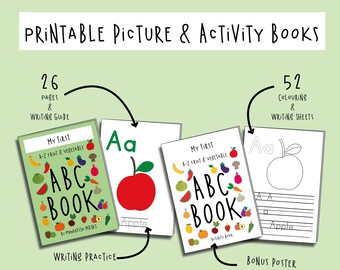 My First ABC Book and Activity Book  | Alphabet fruit & Vegetable | Printable Activity Book |  Coloring | Letter worksheet| Instant Download