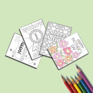 子供向けの印刷可能な母の日カード | 子供向けの印刷可能なアクティビティシート | 塗り絵カード | 塗り絵カード | デジタル ファイルの即時ダウンロード