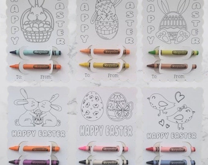 Easter Crayon Cards kids colouring