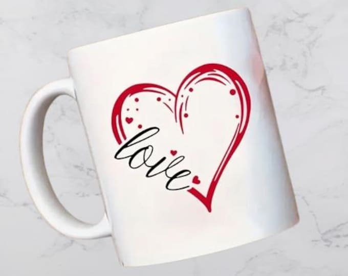 Love Mugs, white or White with Black inner and Handle