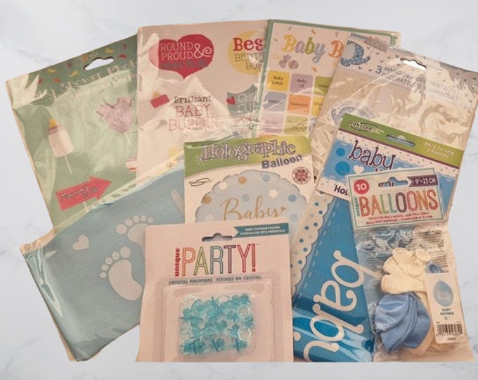 Personalised Baby Shower Decorations and Game bundle
