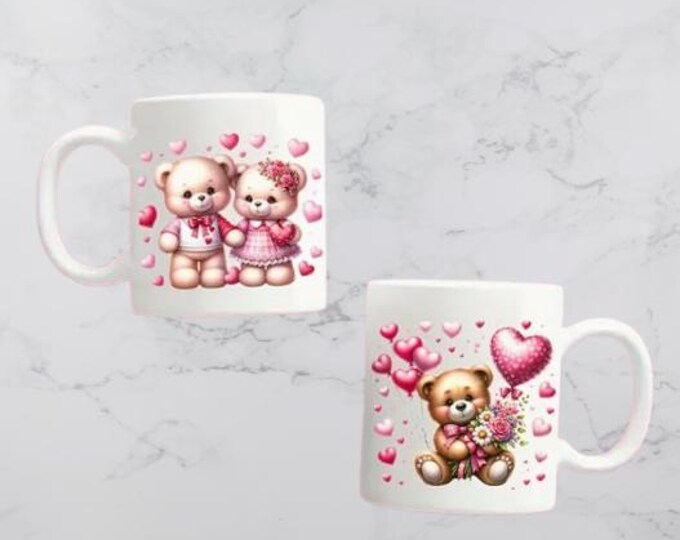 Cute Teddy Mugs boxed, Many Designs, White 11oz Mug