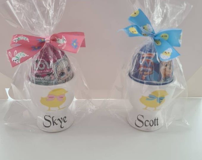 Personalised Egg Cup with Surprise Egg