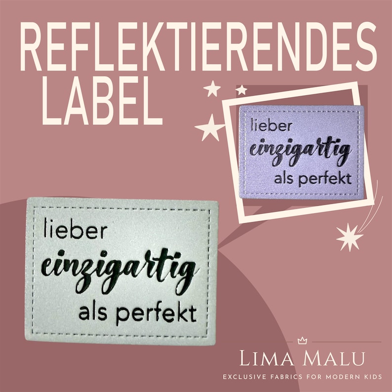 Reflective faux leather labels | Patches | Sewing: Limited Edition, Cheeky, Wild, Leo, Ciao Cocoa, Fox, Chill Out, Heart, No, Rainbow R9186 - lieber einz.