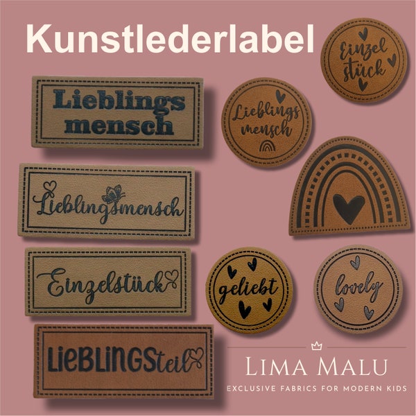 Kunstleder-Label Aufnäher Patches -  Einzelstück, Lieblingsmensch, Rainbow, Geliebt, lovely, Leblingsteil