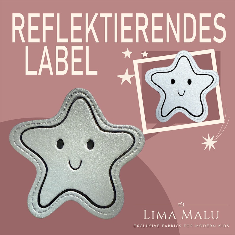 Reflective faux leather labels | Patches | Sewing: Limited Edition, Cheeky, Wild, Leo, Ciao Cocoa, Fox, Chill Out, Heart, No, Rainbow R9179 - Stern