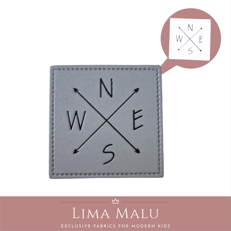 Reflective faux leather labels | Patches | Sewing: Limited Edition, Cheeky, Wild, Leo, Ciao Cocoa, Fox, Chill Out, Heart, No, Rainbow R9074 - Kompass NESW
