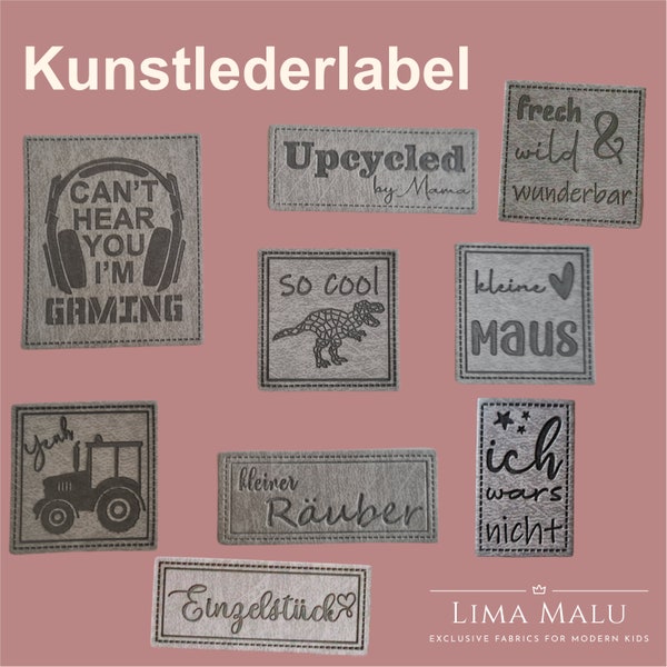 Kunstleder-Label Aufnäher Patches - verschiedene Sets: Gaming, Kleine Maus, Kleiner Räuber, Dino so Cool, Upcycled, Traktor