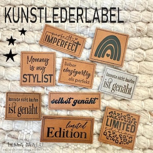 Kunstleder-Label Aufnäher Patches: lieber einzigartig als perfekt, selbst genäht, Rainbow 2, be Real, kannst nicht kaufen, perfekt unperfekt