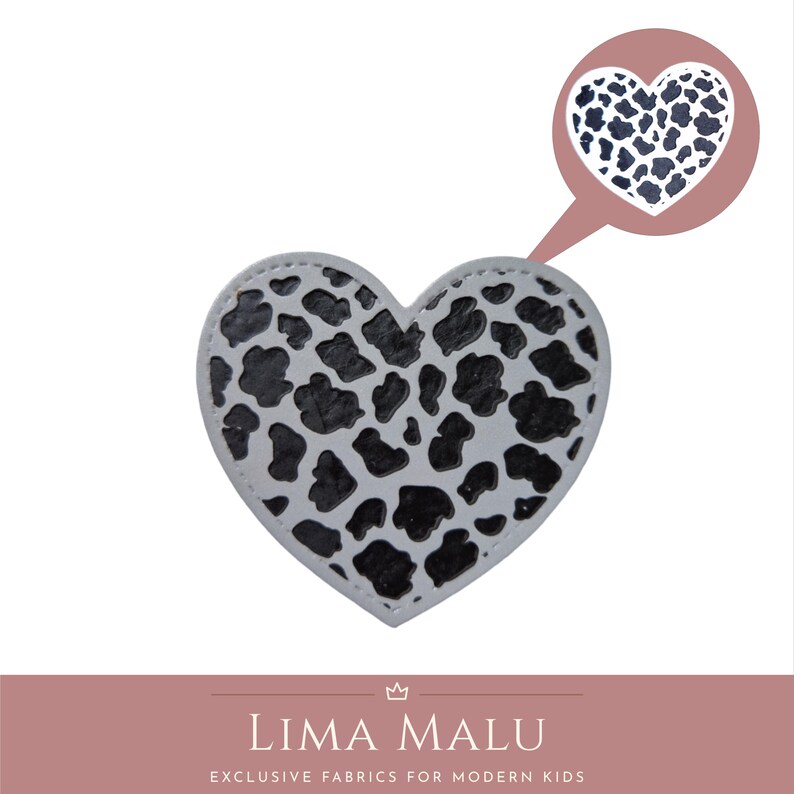Reflective faux leather labels | Patches | Sewing: Limited Edition, Cheeky, Wild, Leo, Ciao Cocoa, Fox, Chill Out, Heart, No, Rainbow R9076 - Herz Leo