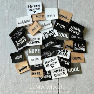 Weblabel Label Etiketten Aufnäher Paches: Ähm Nö I Chill Mal I geilo I LOVE I Passt so I F*CK I Crazy I COOL - nähen I häkeln I stricken