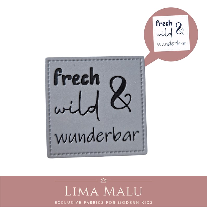 Reflective faux leather labels | Patches | Sewing: Limited Edition, Cheeky, Wild, Leo, Ciao Cocoa, Fox, Chill Out, Heart, No, Rainbow R9075 - Frech, wild