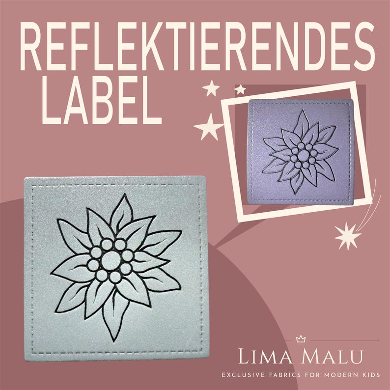 Reflective faux leather labels | Patches | Sewing: Limited Edition, Cheeky, Wild, Leo, Ciao Cocoa, Fox, Chill Out, Heart, No, Rainbow R9182 - Edelweiss