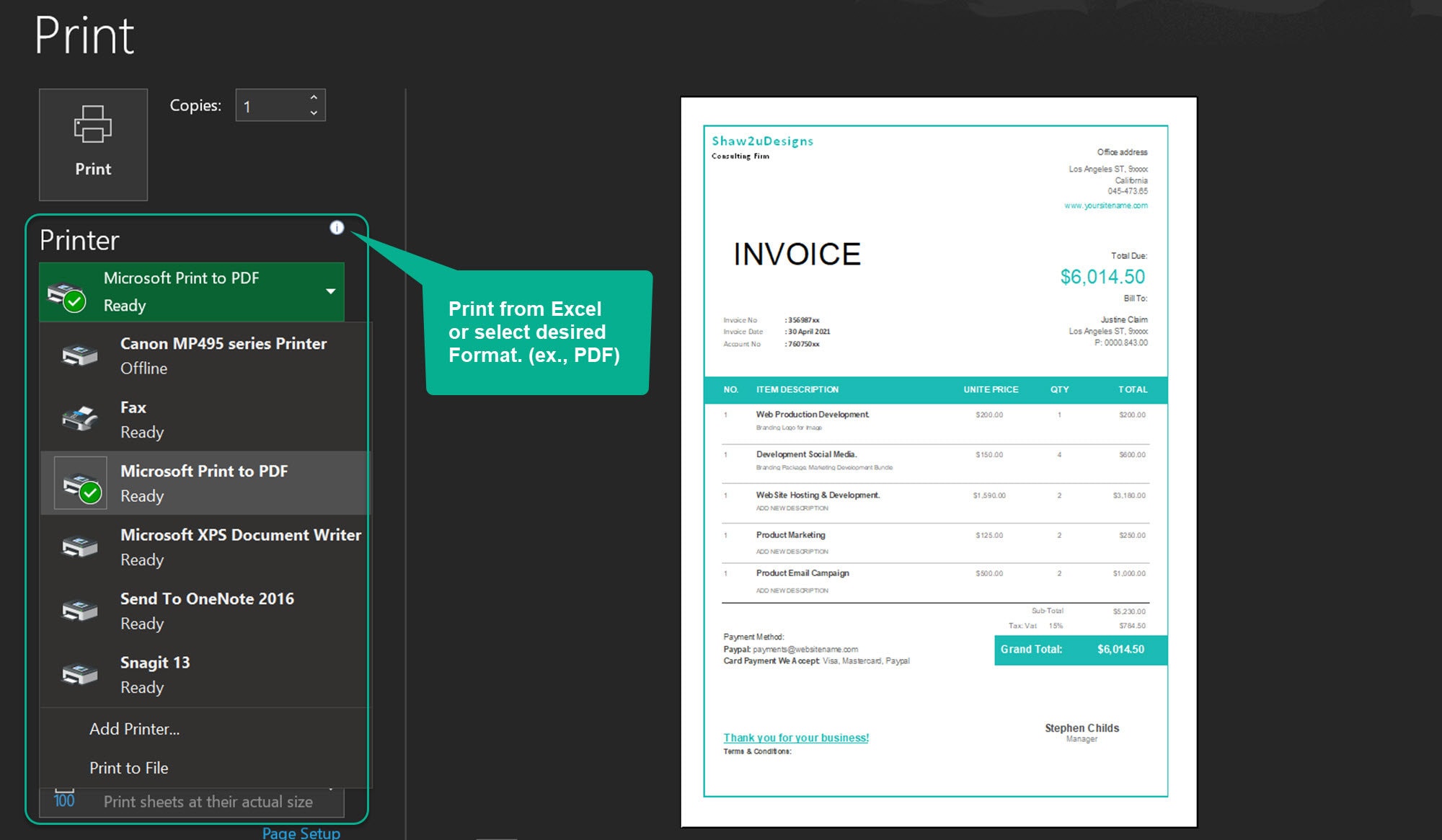 Custom digital excel invoice template auto calculation in etsy