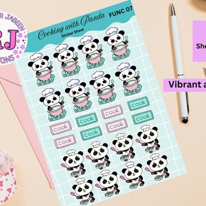 Cooking With Panda Planner Sticker Sheet, Journaling Accessories For Your Planner FUNC 07