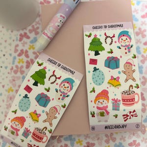 Whimsical Decorative Planner Sticker, Junk Journal, Cheers To Christmas, Snow Winter Woodland Stickers,, Snowman Stickers, Monthly Planner