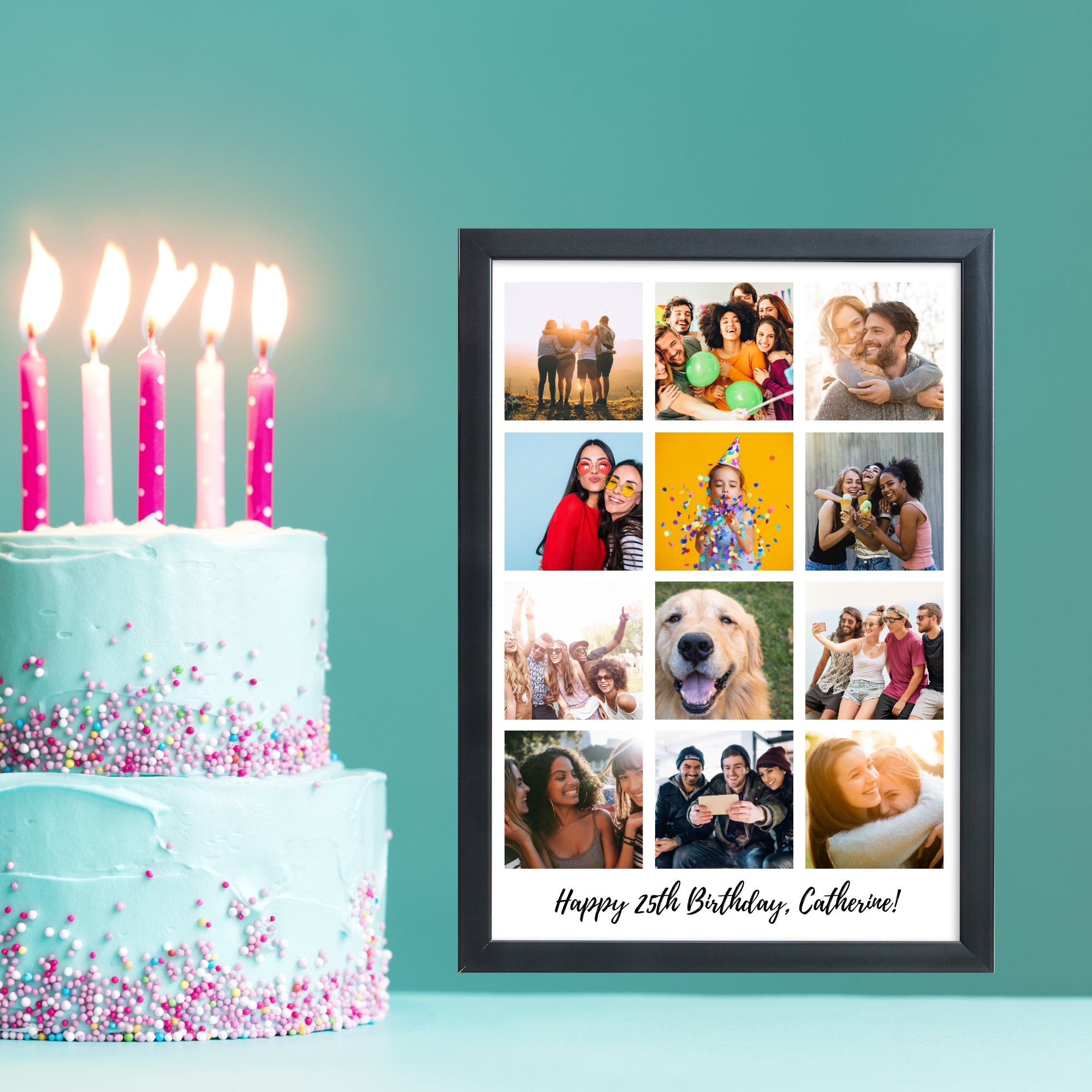 Personalised Birthday Gift Framed Photo Collage for Him for Her A3 or