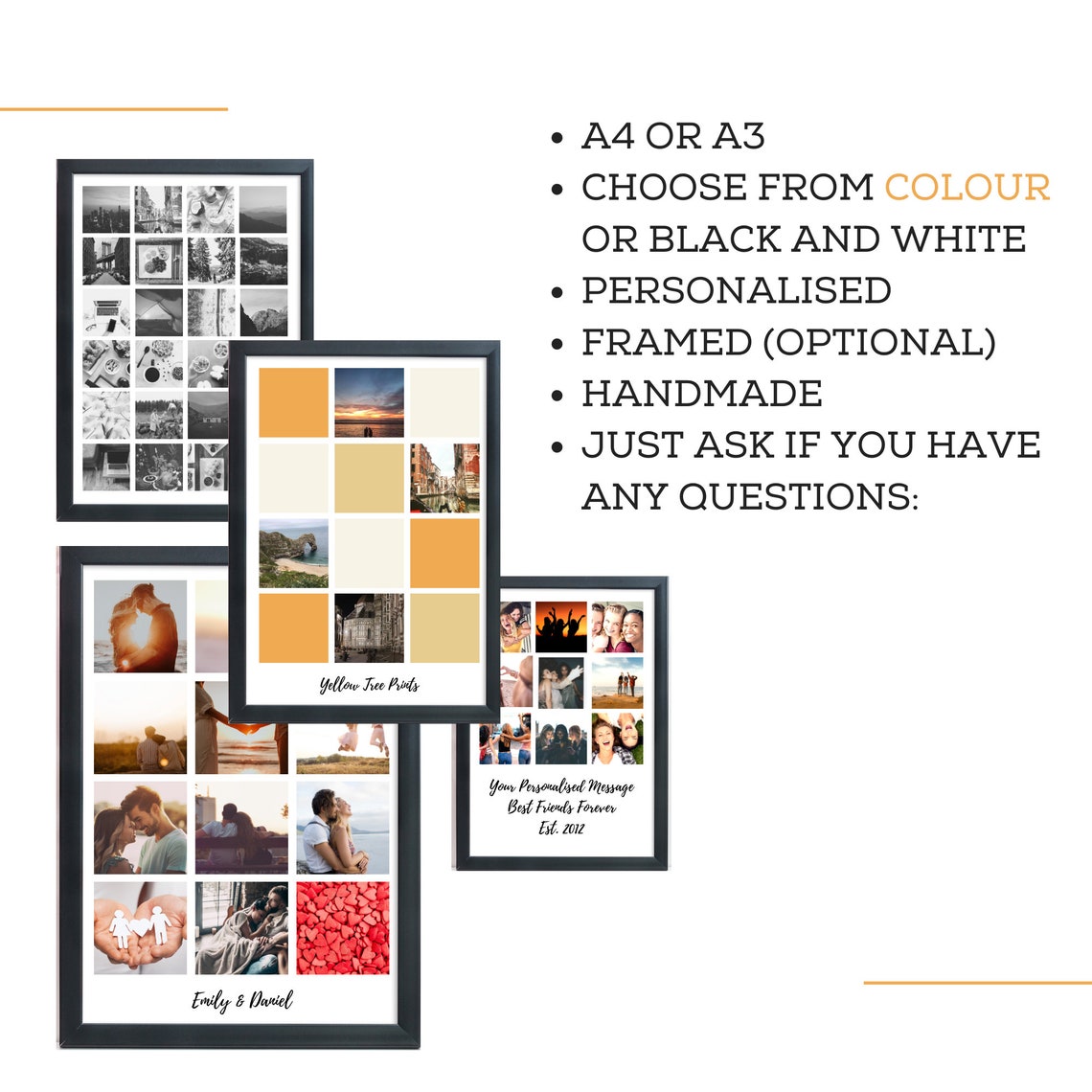 Framed Photo Collage A3 or A4 Personalised Photo Frame Etsy UK