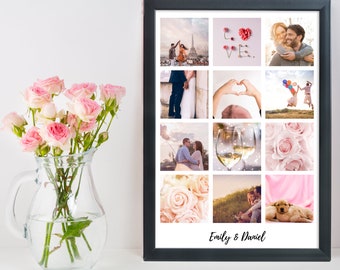 Personalized Photo Collage Print | Valentine's Day Gift, Couple Keepsake