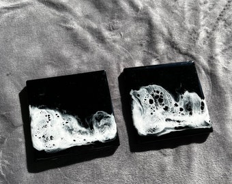 Keramik Ozean Wellen Untersetzer, 2er Set - 10 cm Untersetzer - Handarbeit - Einweihungsgeschenk