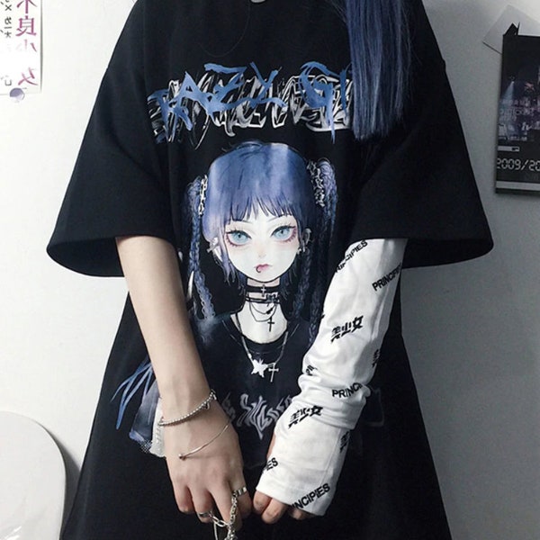 Crazy Girl Gothic Anime Harajuku T-shirt