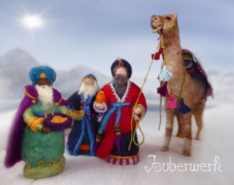 On order: nativity figures, 3 wise men, 3 holy kings, needle felted