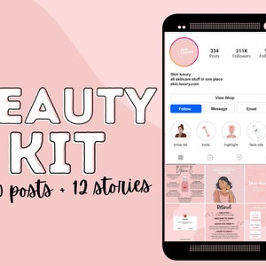 Beauty Instagram Templates Kit - Canva Instagram Templates for Posts & Stories - Beauty Instagram theme- Esthetician instagram templates