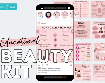 Esthetican instagram templates - Educational & Editable canva templates - Beauty bundle -Blogger template - Engagament Boost Bundle