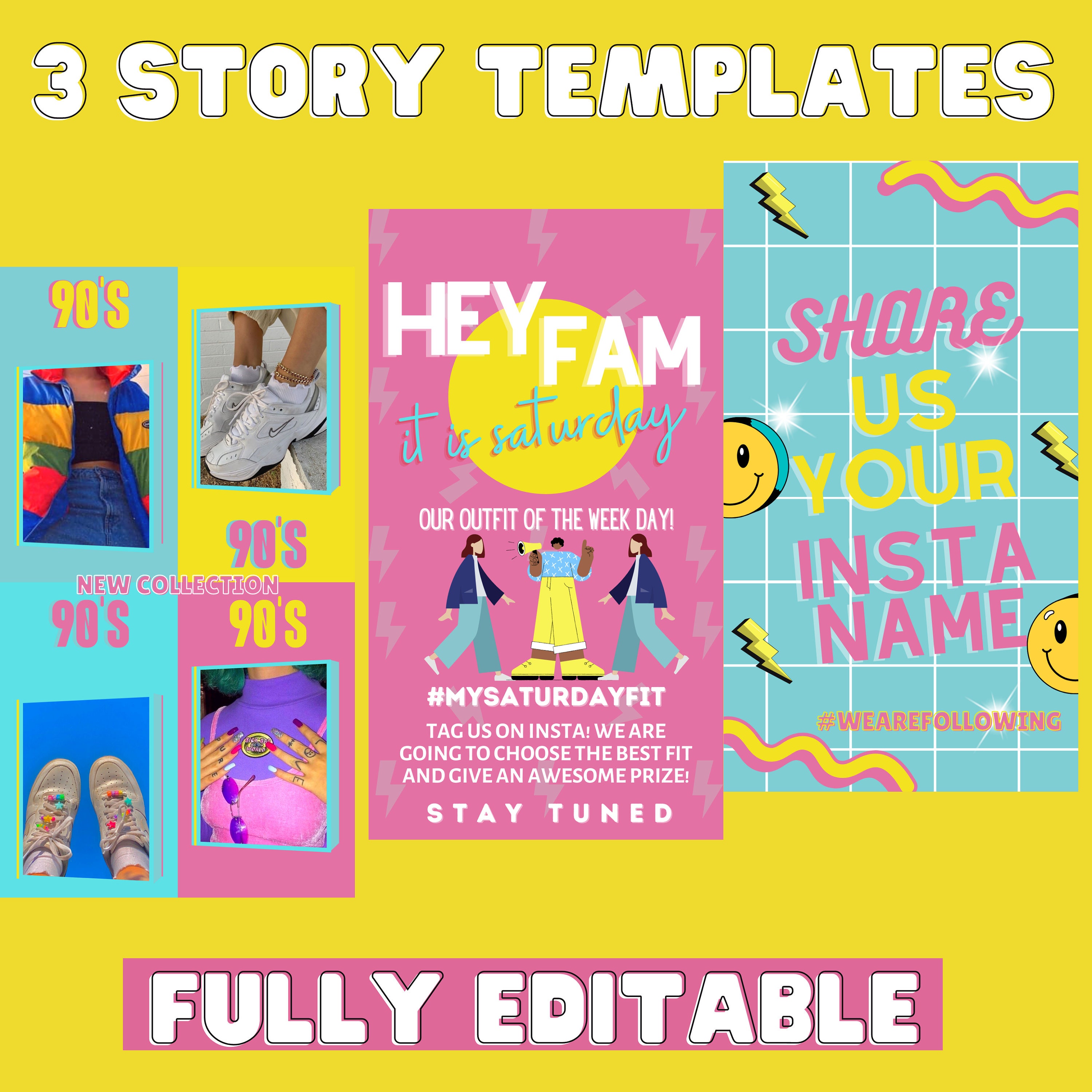 90s Retro Instagram Post Templates to Boost Engagament With 90s Theme ...