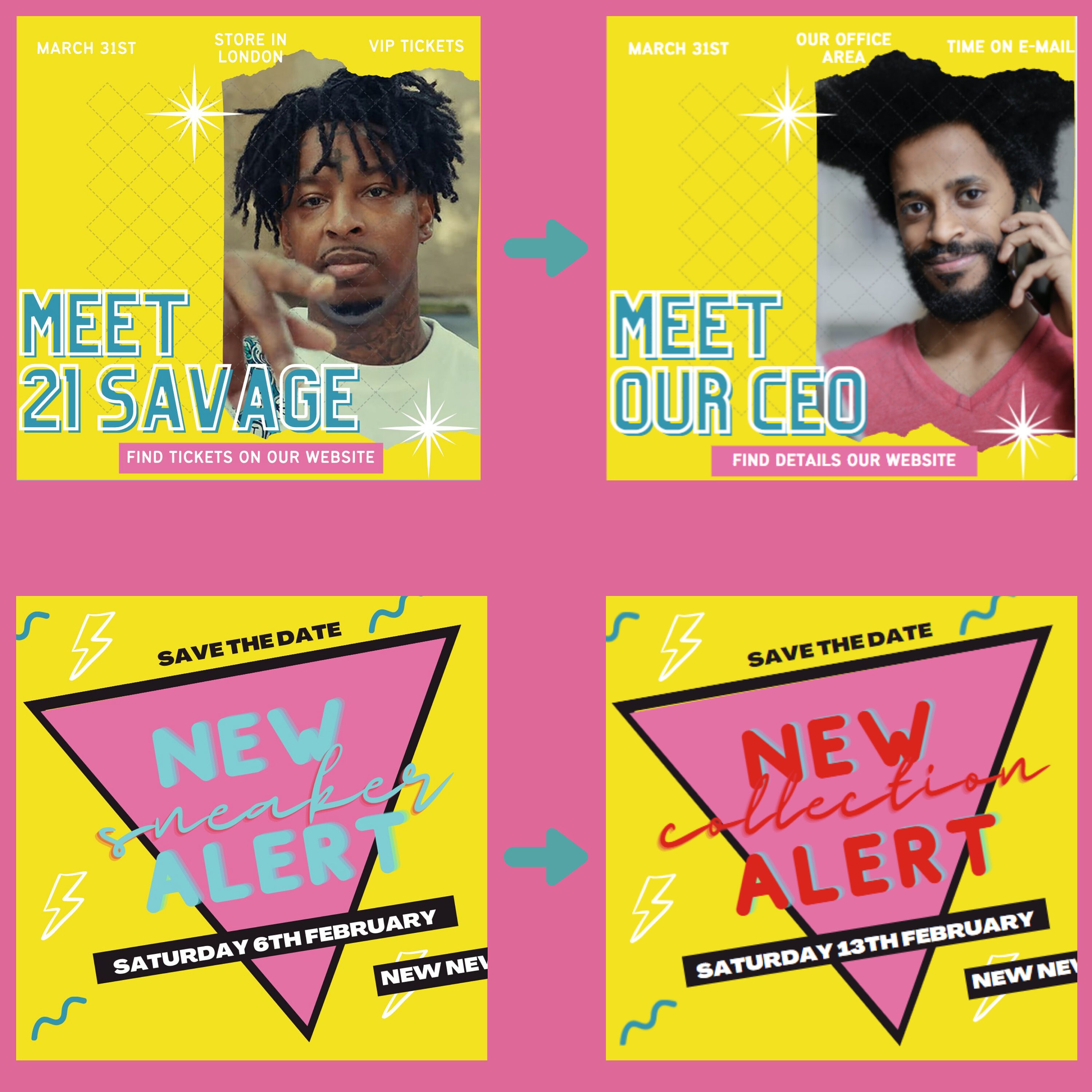 90s Retro Instagram Post Templates to Boost Engagament With 90s Theme ...