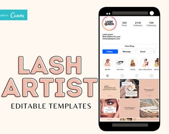 Esthetician Instagram templates - Lash artist social media templates - Beauty Kit 80 + templates - Lash posts