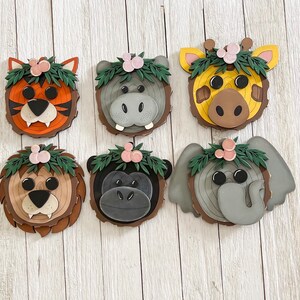 Jungle Christmas Ornaments | Jungle Baby Shower Decorations | Faux Wood Slice Ornaments| Wood Holiday Accents | Jungle Nursery Decor