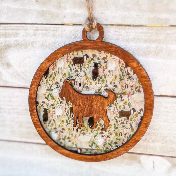 Goat Christmas Ornament | Floral Goat Farmhouse Decor