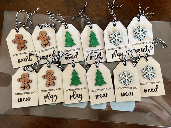 Something You Wooden Christmas Tags Gift Tags for Presents Something You  Wear Something You Play Something You Want Need 