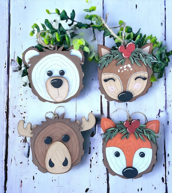Woodland Animal Decor Baby Shower Decorations Faux Wood Slice Ornaments Wood Holiday Accents Woodland Nursery Decor Woodland Ornaments Etsy